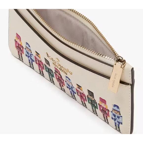 Kate Spade Oh What Fun Nutcracker Large Slim Card Holder Meringue NEW - Picture 13 of 14